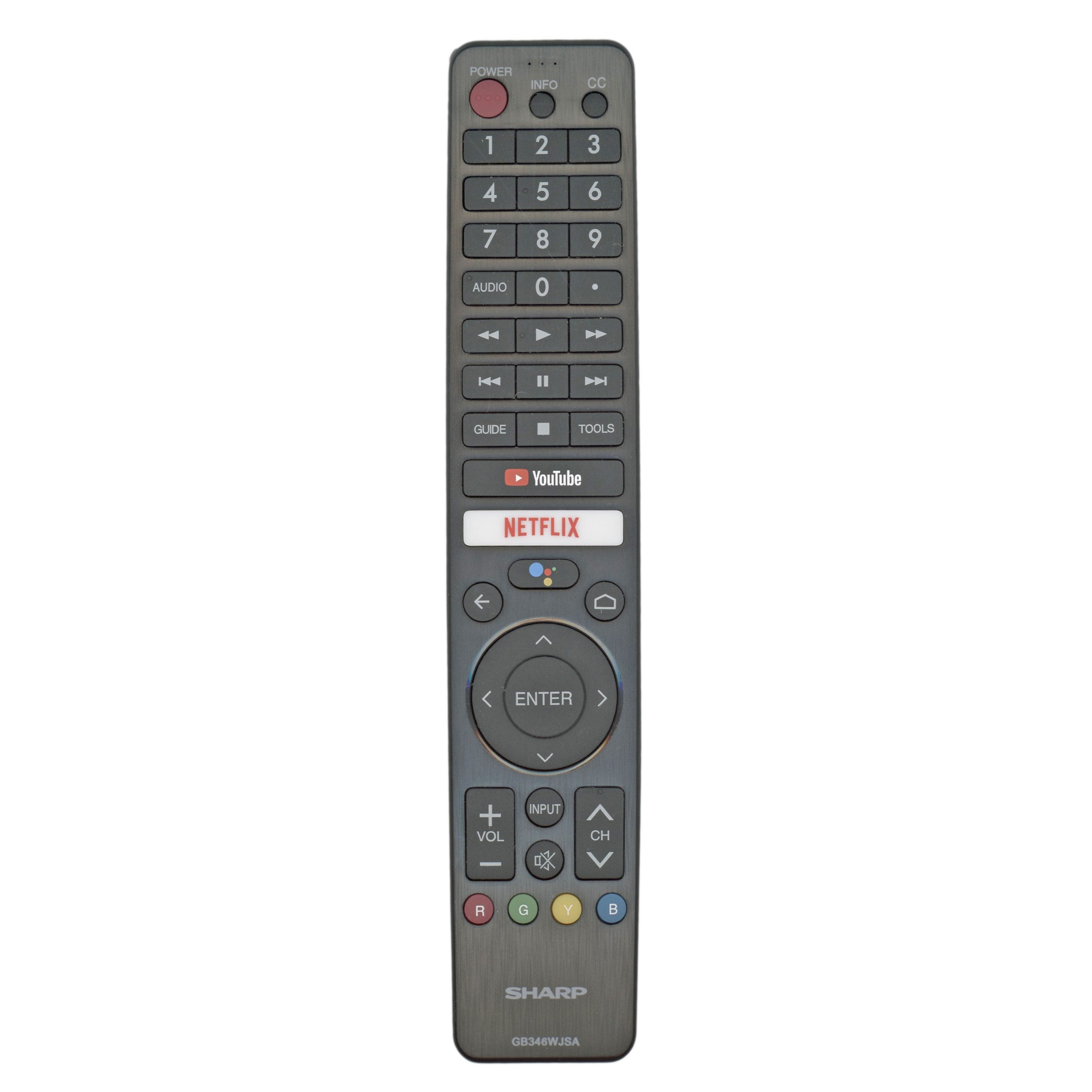 Sharp Aquos GB346WJSA with Google Assistant TV Remote Control RF Voice Netflix RRMCGB346WJSA