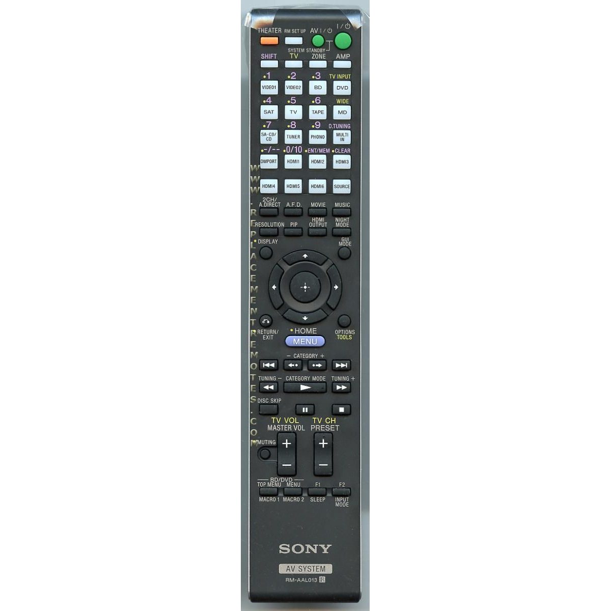 Control remoto del receptor Sony RMAAL013