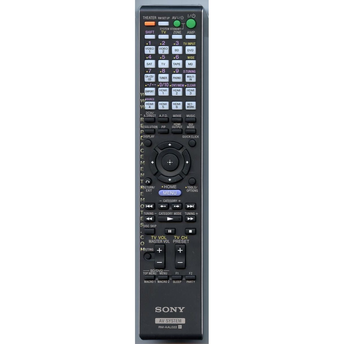 Sony RM-AAL022 Receiver Remote Control - RMAAL022