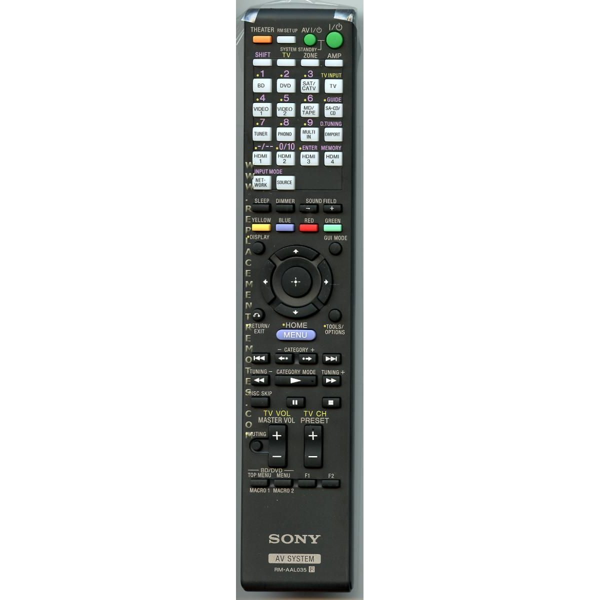 Sony RM-AAL035 Receiver Remote Control - RMAAL035