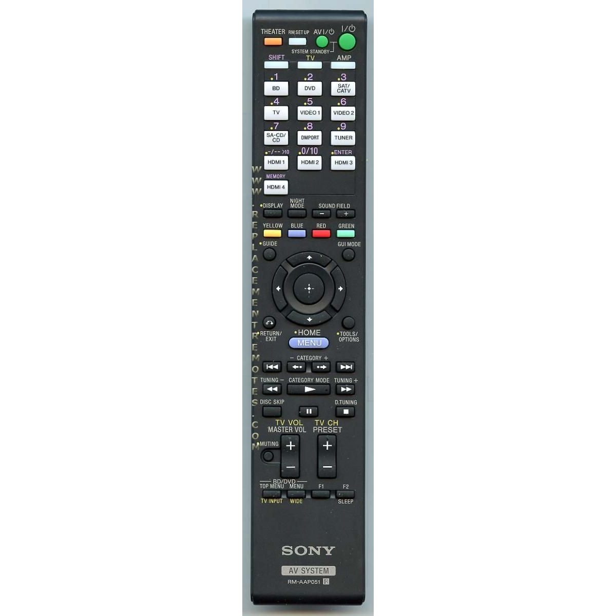 Télécommande du récepteur Sony RMAAP051