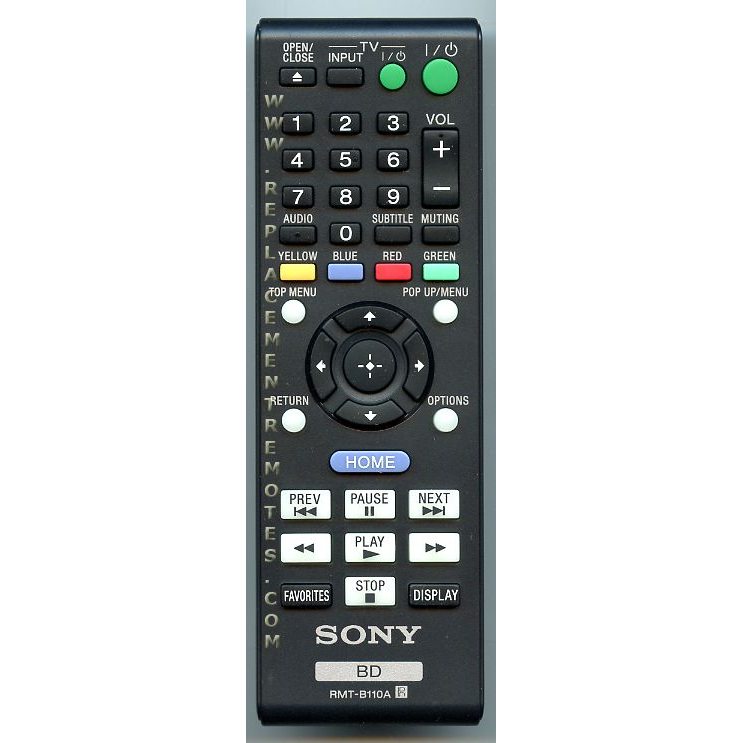 Sony RMT-B110A Blu-ray Disc Player Remote Control - 1-489-402-11