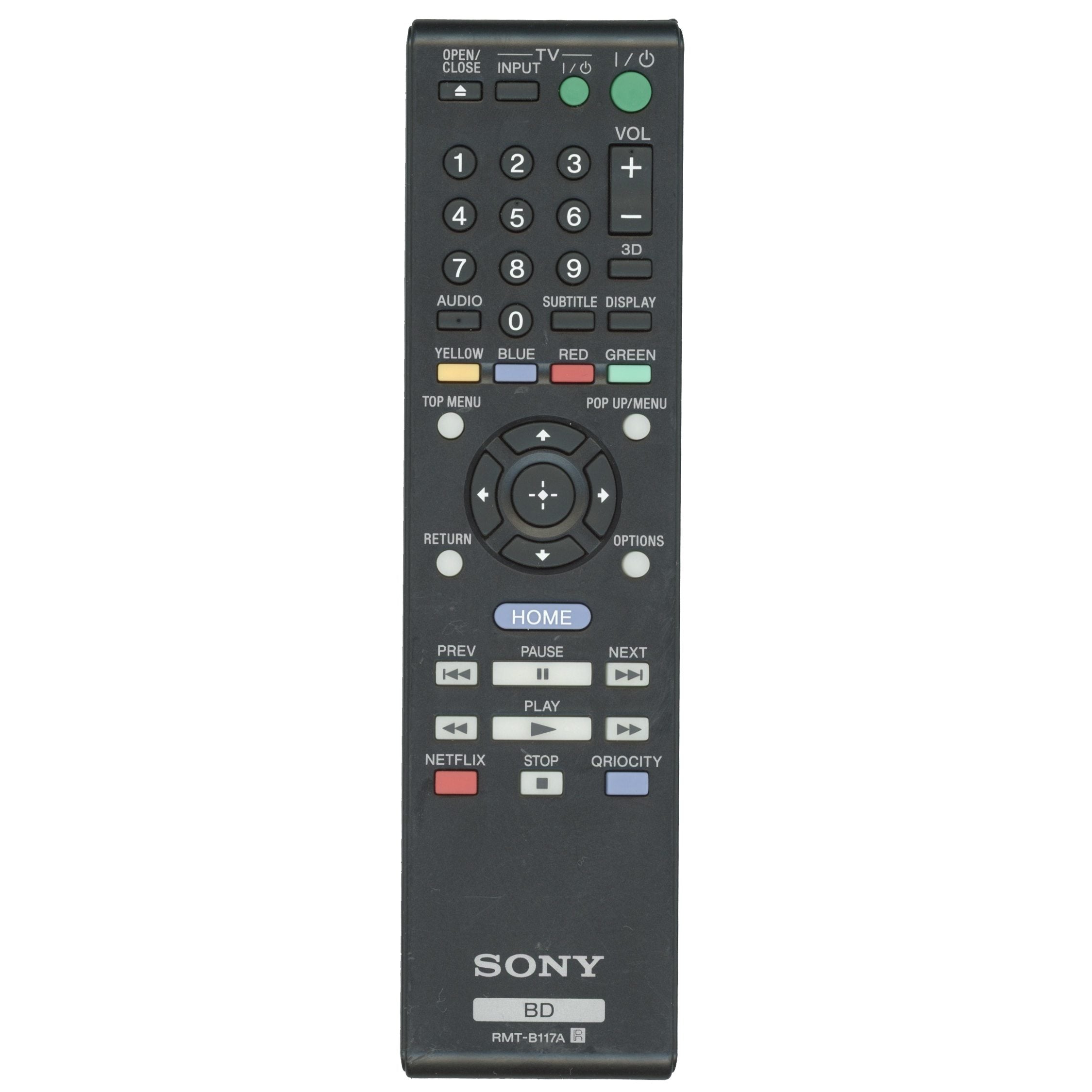 Sony RMT-B117A Blu-ray Disc Remote Control - A-1845-318-A