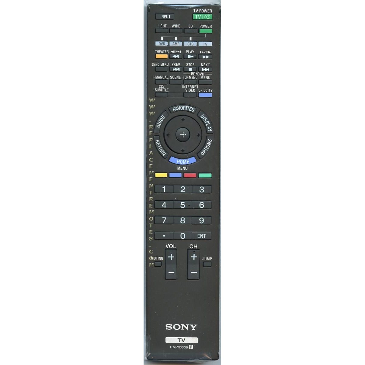 Sony RM-YD038 TV Remote Control - RMYD038