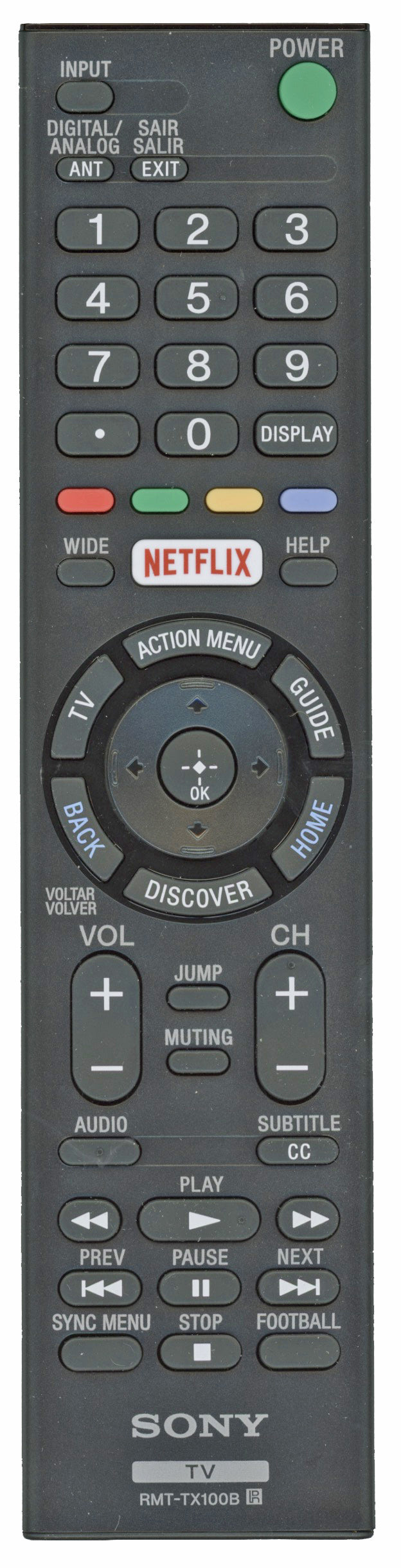 Control remoto para televisor Sony RMTTX100B