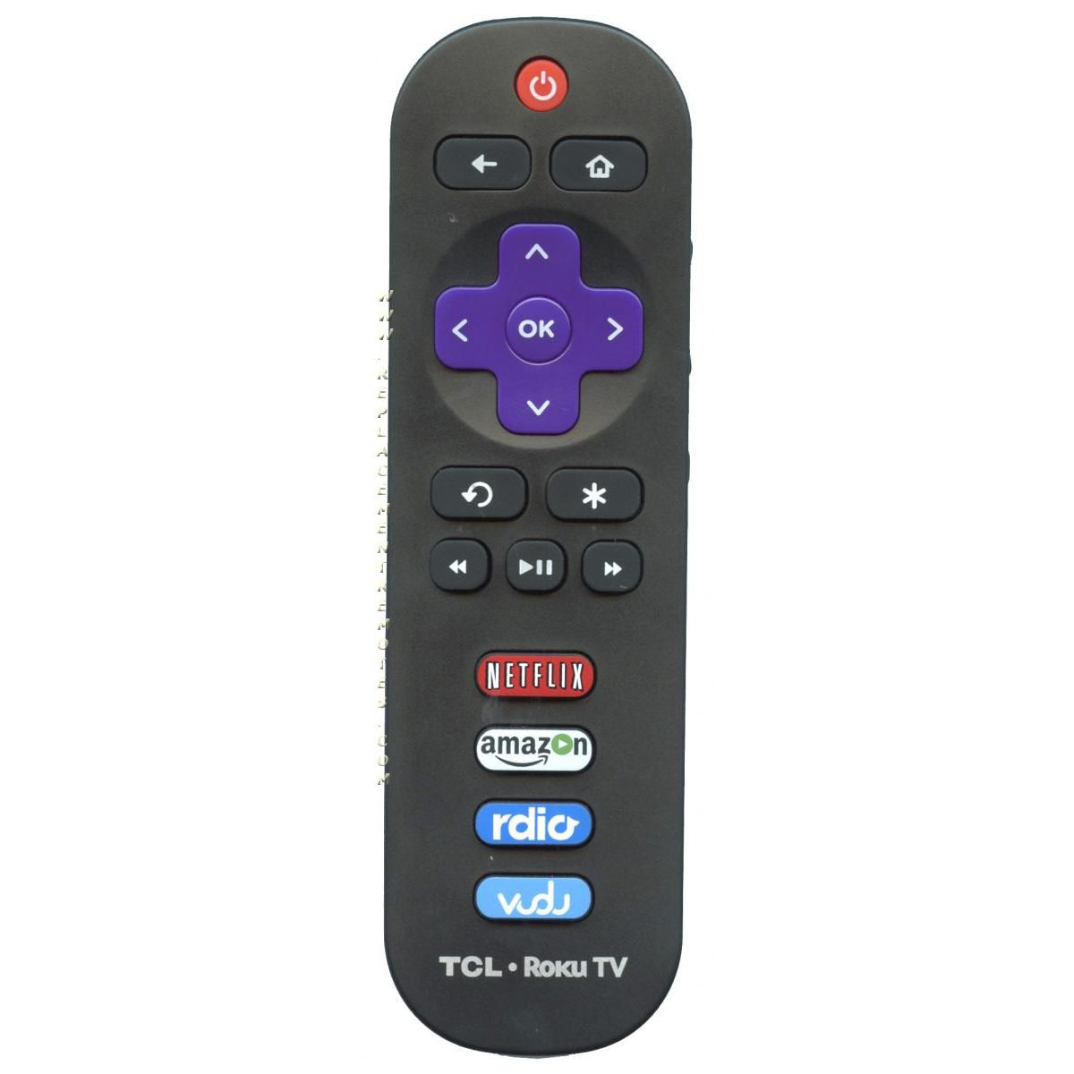 Télécommande Roku TCL RC280 pour téléviseur – Netflix, Amazon, Rdio, Vudu – 06-IRPT20-HRC280