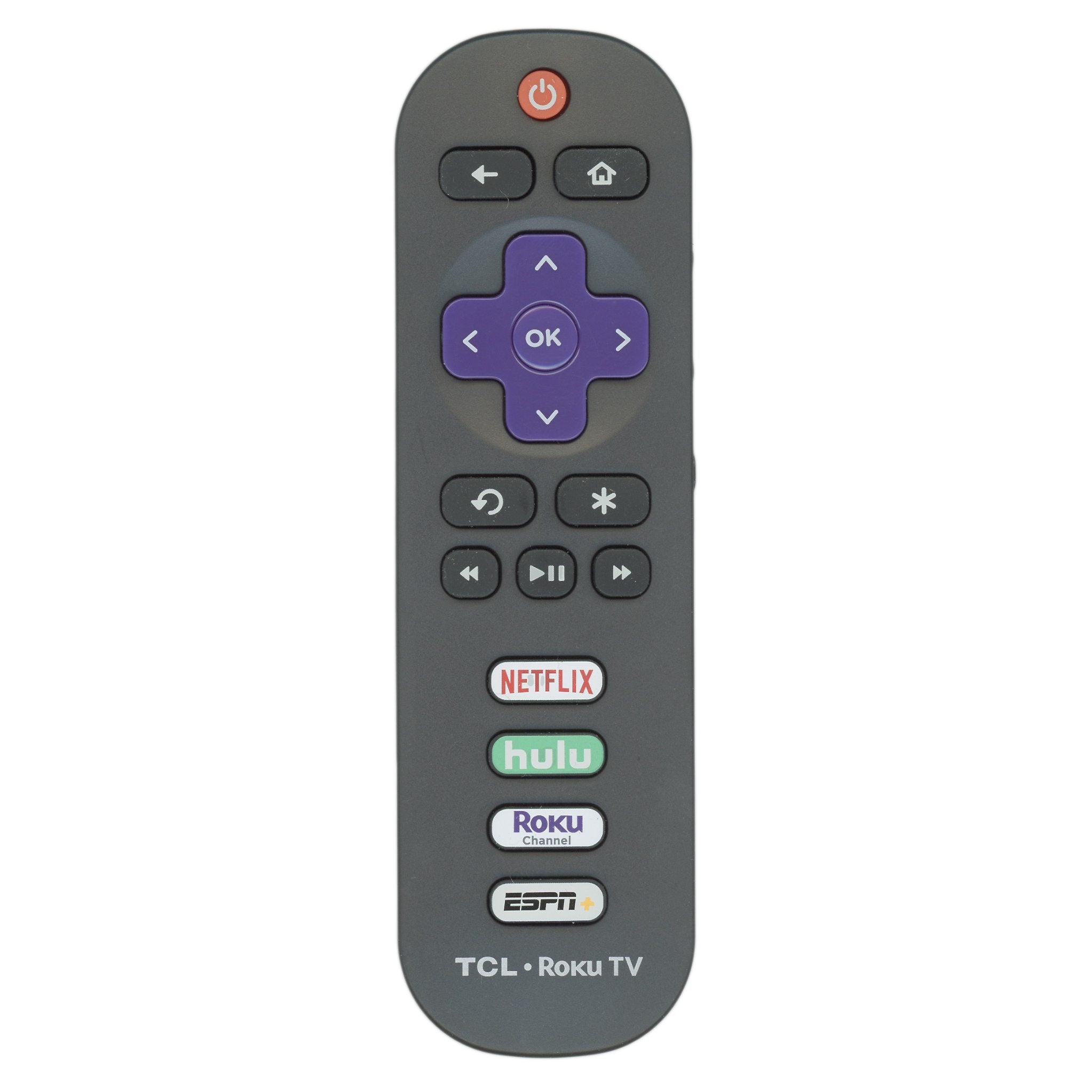 Control remoto de TV TCL RRC280J ROKU - Netflix, Hulu, Roku, ESPN - 06-IRPT20-RRC280J