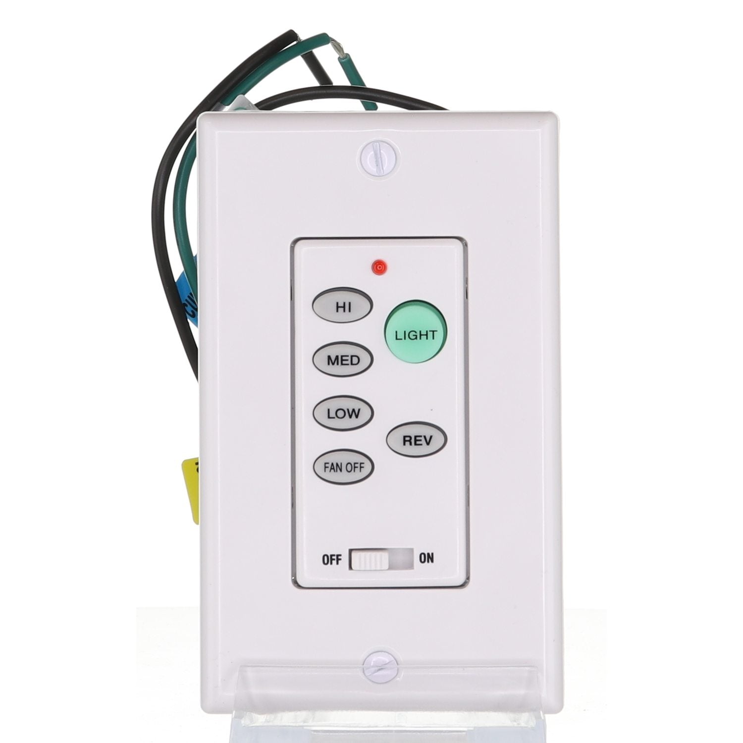 The Anderic UC9051T/CHQ9051T Wired 3-Speed Wall Switch Ceiling Fan Remote Control offers high, medium, and low speeds with reverse and light control. It's compatible with 3-speed fans and includes a slide power switch, ensuring seamless operation despite visible wiring on top.