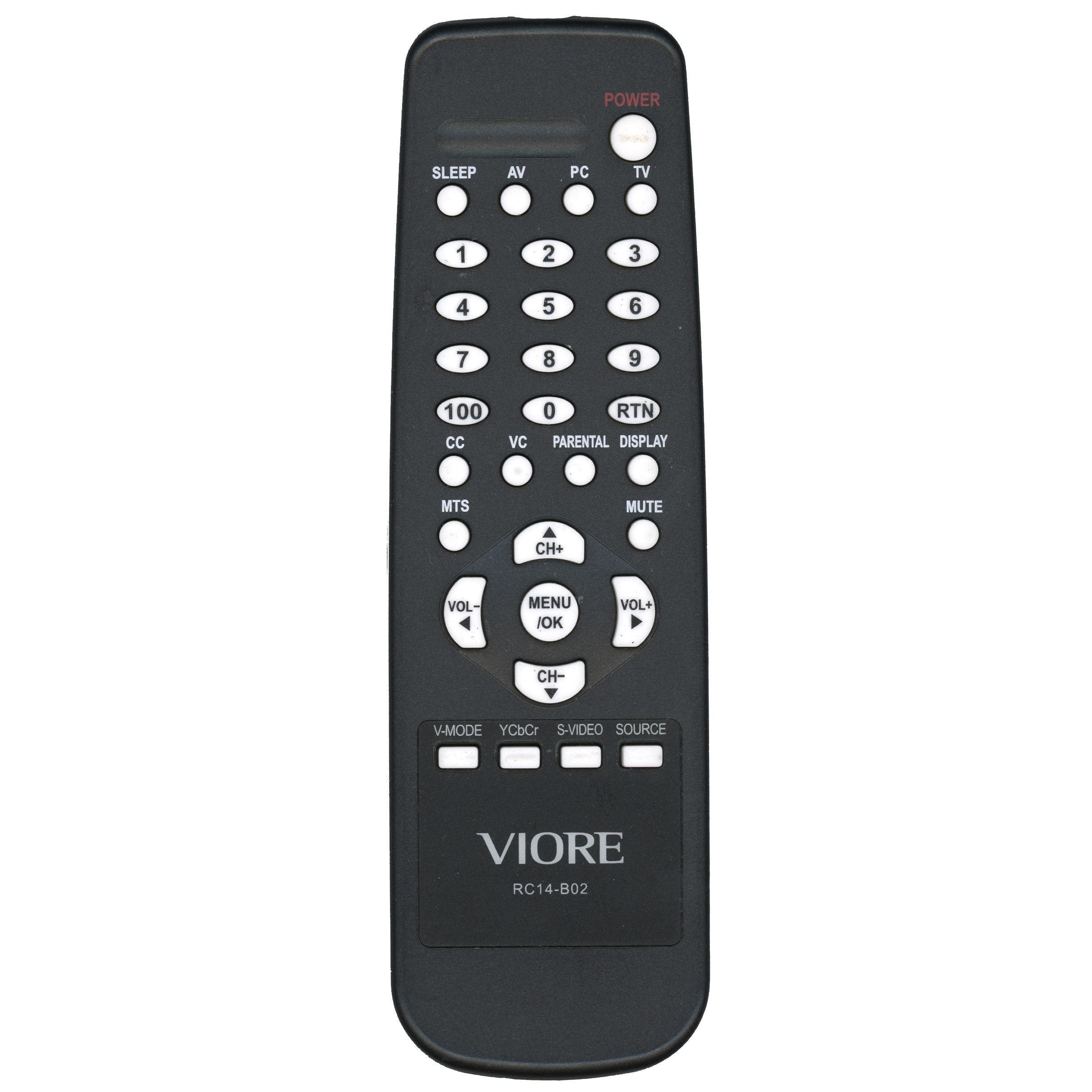 RC2001V Replacement Remote Control For Viore TVs – LC19VX60PB1, LC32VXF60PB, LC32VF55 And More