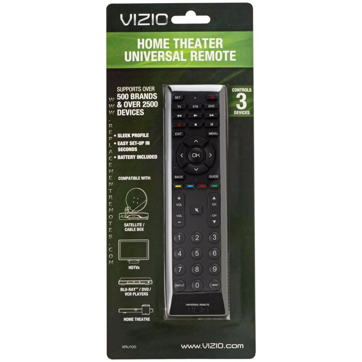 Control remoto universal Vizio XRU100 para 3 dispositivos