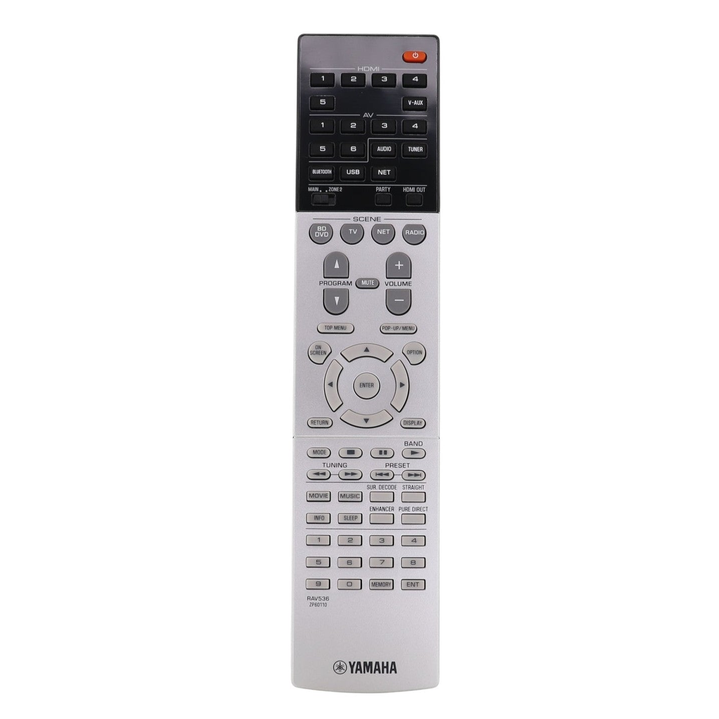 Yamaha RAV536 7.2 channel network A/V Receiver Remote Control - ZP6011