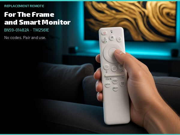 Samsung BN59-01482A / TM2561E Smart Monitor and The Frame TV Remote Control | White | SolarCell | Voice | Ai | USB - BN5901482A