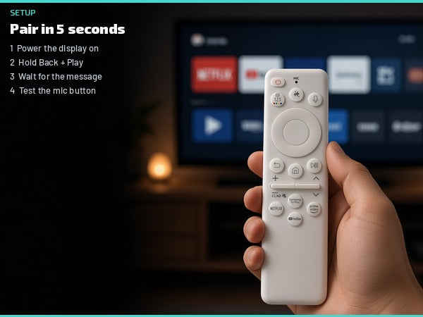 Samsung BN59-01482A / TM2561E Smart Monitor and The Frame TV Remote Control | White | SolarCell | Voice | Ai | USB - BN5901482A