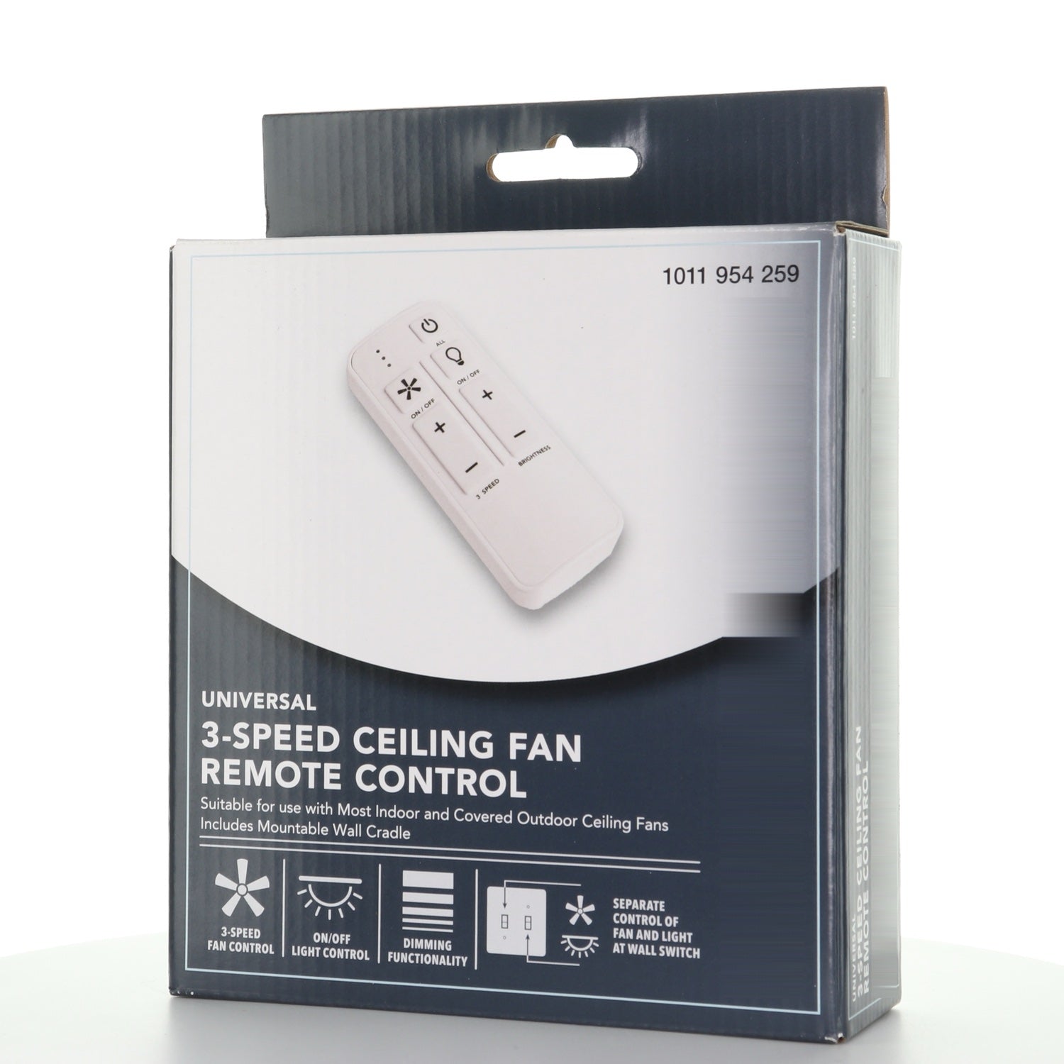 Hampton Bay White Universal 3-speed Damp Rated Ceiling Fan Remote Control with Dimmer