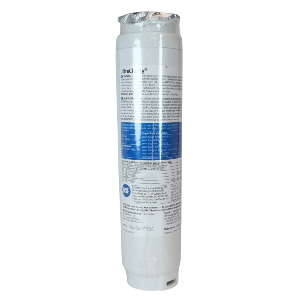 Bosch 11034151 • Filtro de agua para frigorífico UltraClarity KSZ50UC0 - 11034151