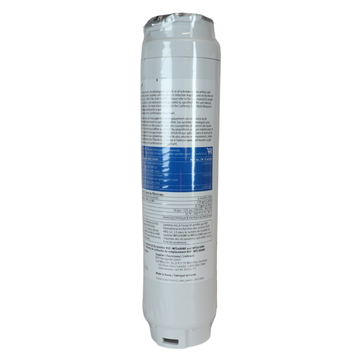 Bosch 11034151 • Filtro de agua para frigorífico UltraClarity KSZ50UC0 - 11034151