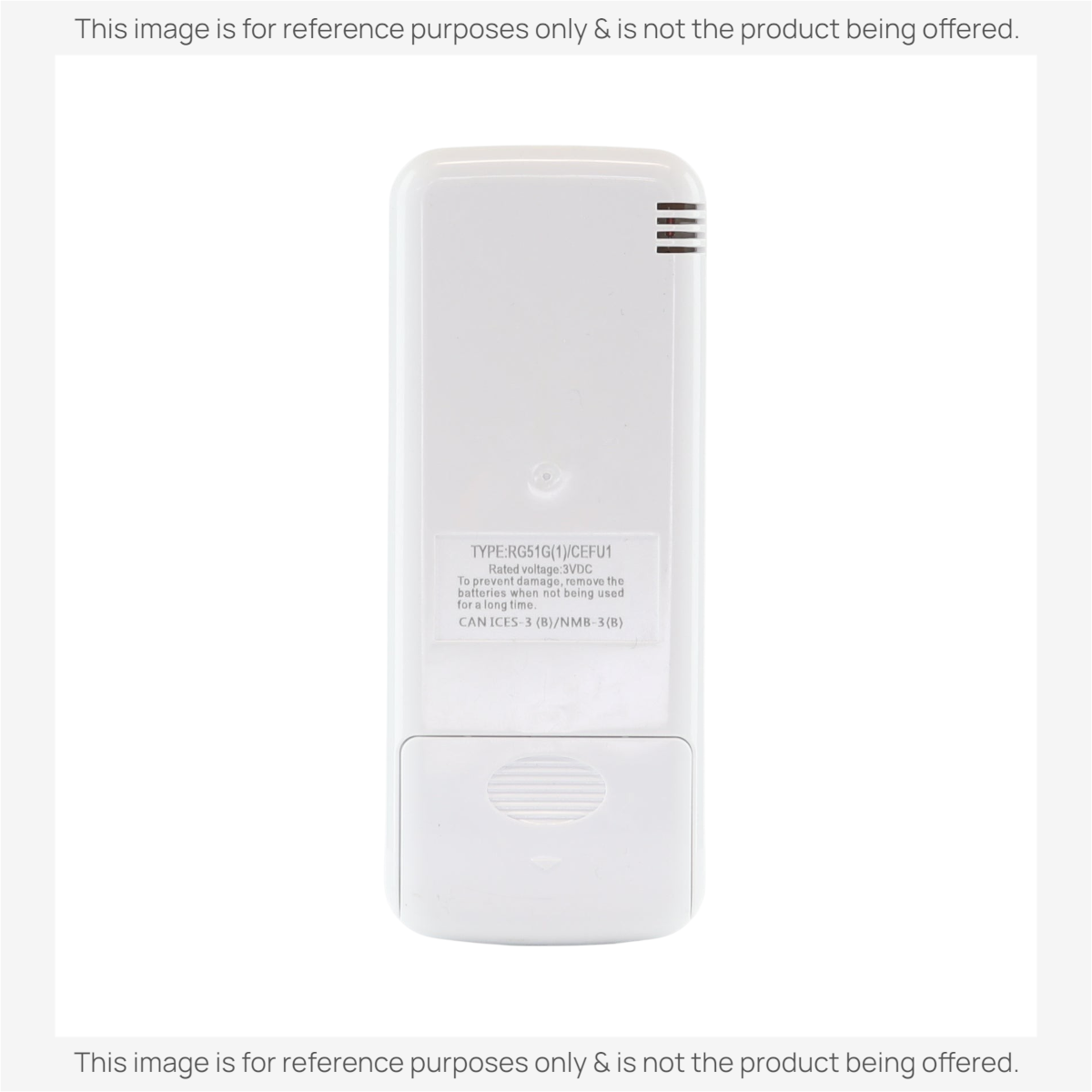 Anderic replacement remote control for Pelonis air conditioners, white plastic back view with battery compartment.