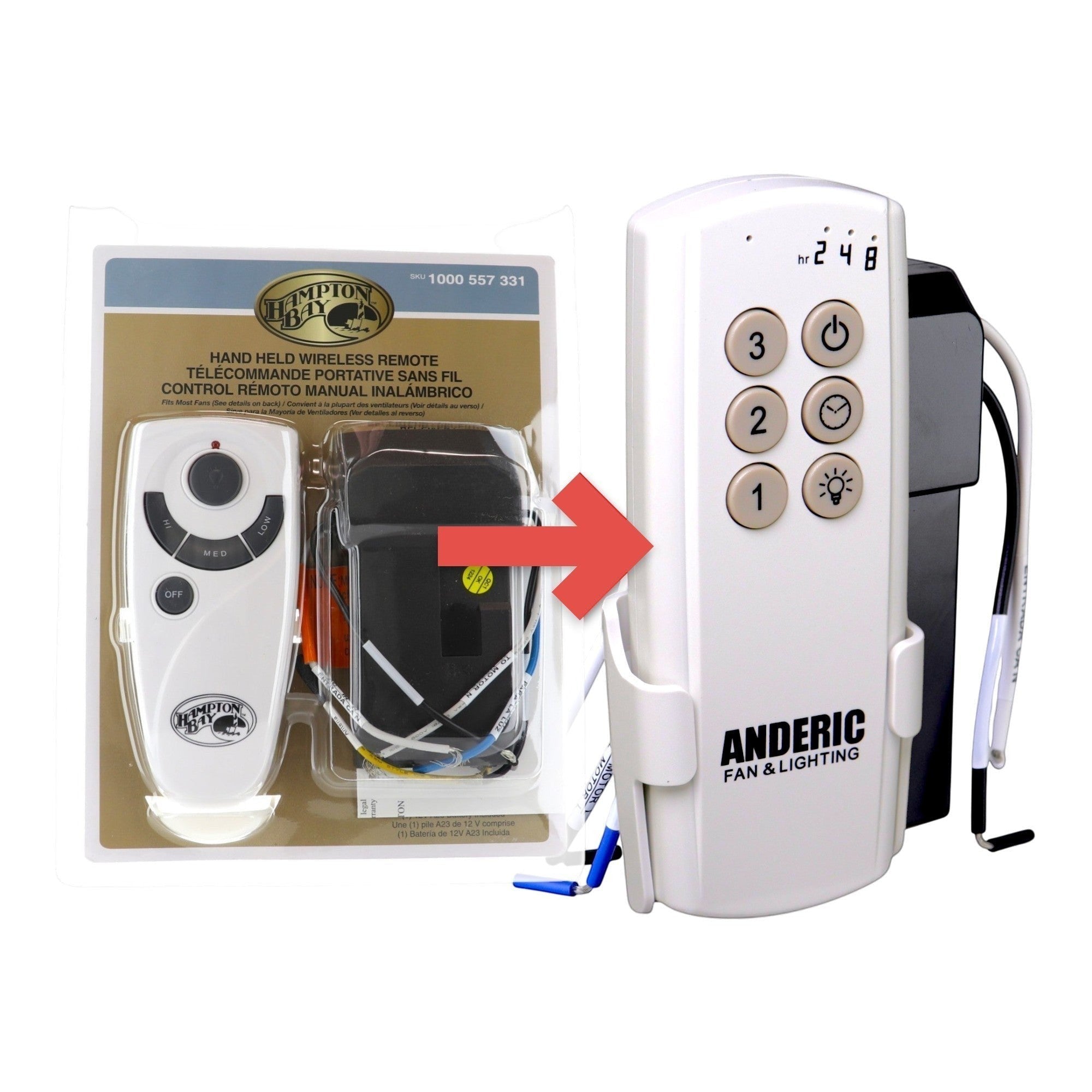 Substitute for Hampton Bay Universal 3-speed Ceiling Fan Remote Control Kit 70830 [63T-AC83T-KIT]