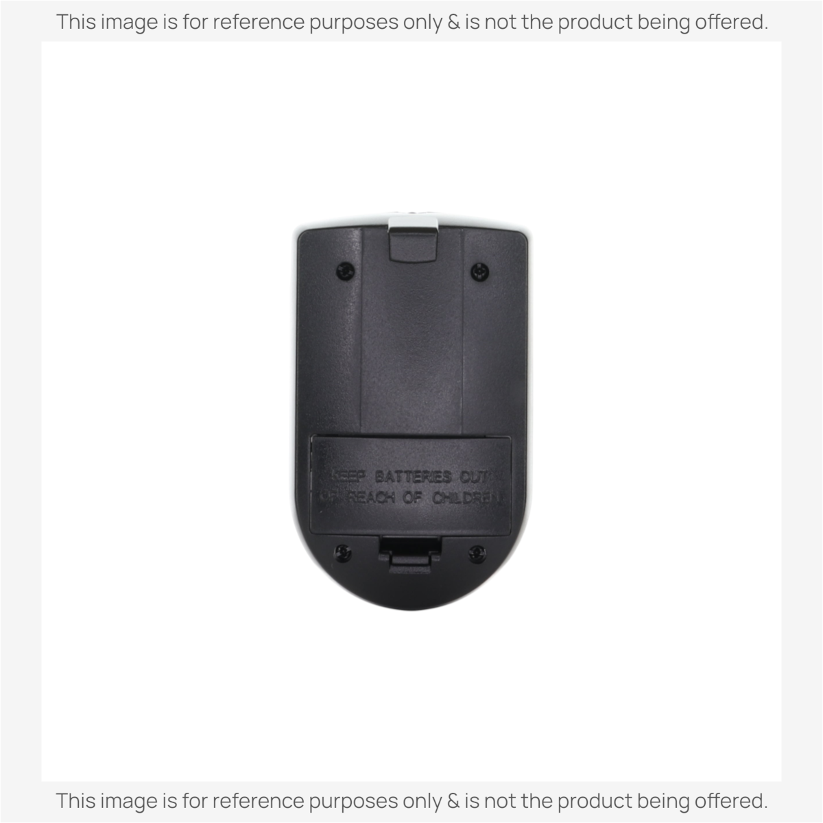 Anderic RRFAN100A replacement remote control for Lasko fans, showing the black plastic battery compartment back view.