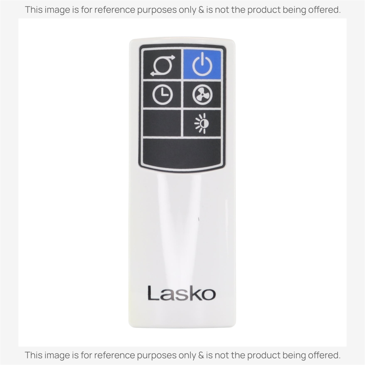Anderic replacement remote control for Lasko tower fans in white with power, speed, and oscillation buttons.