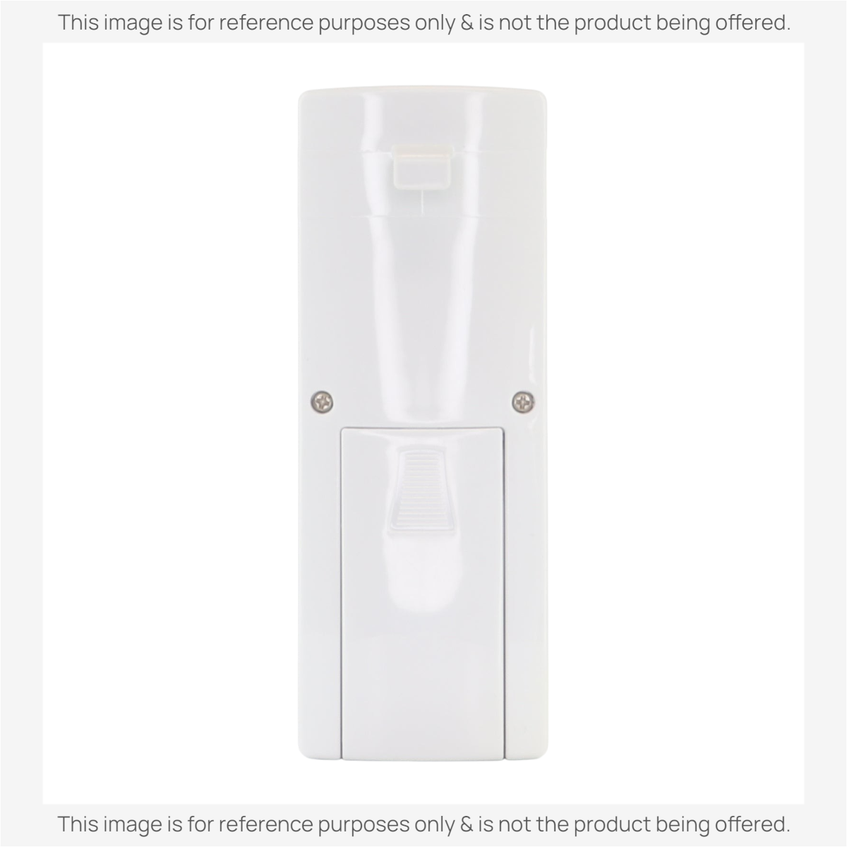 Anderic white replacement remote control for Lasko tower fans, showing the back battery compartment view.