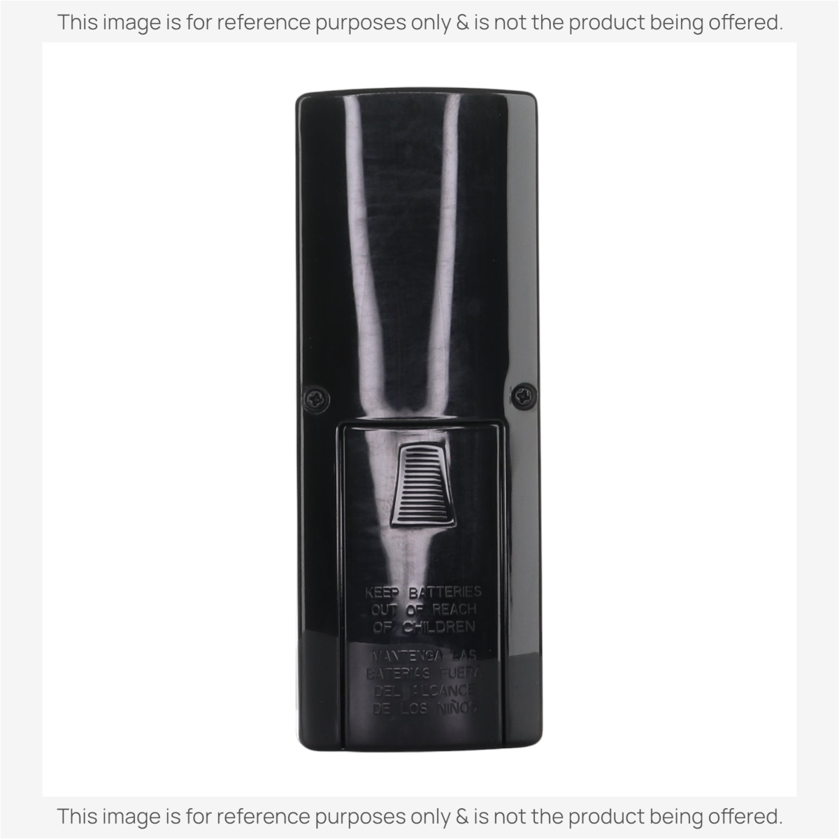Anderic black replacement remote control for Lasko fans and heaters, showing the battery compartment back view.