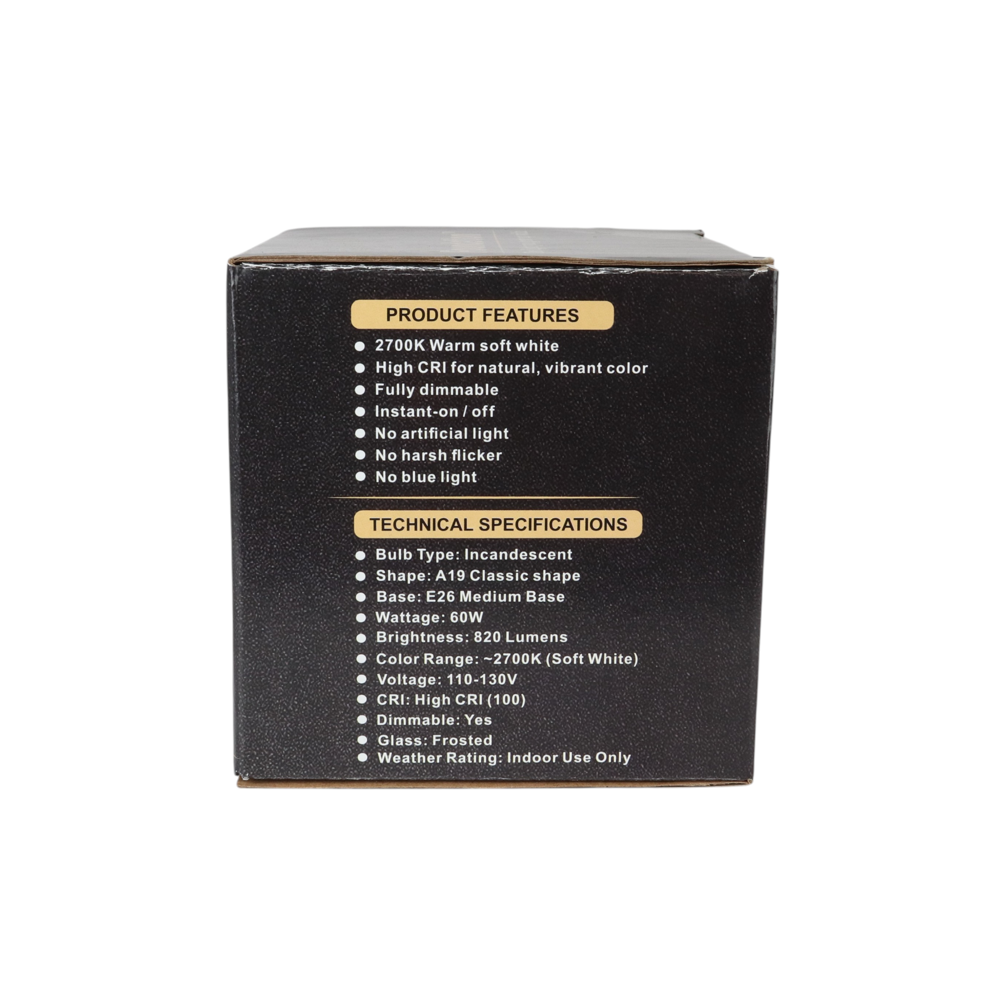 Ampoule à incandescence Foundation™ 60 W à spectre complet, intensité variable - Blanc doux 2700 K, culot moyen E26 - Paquet de 4