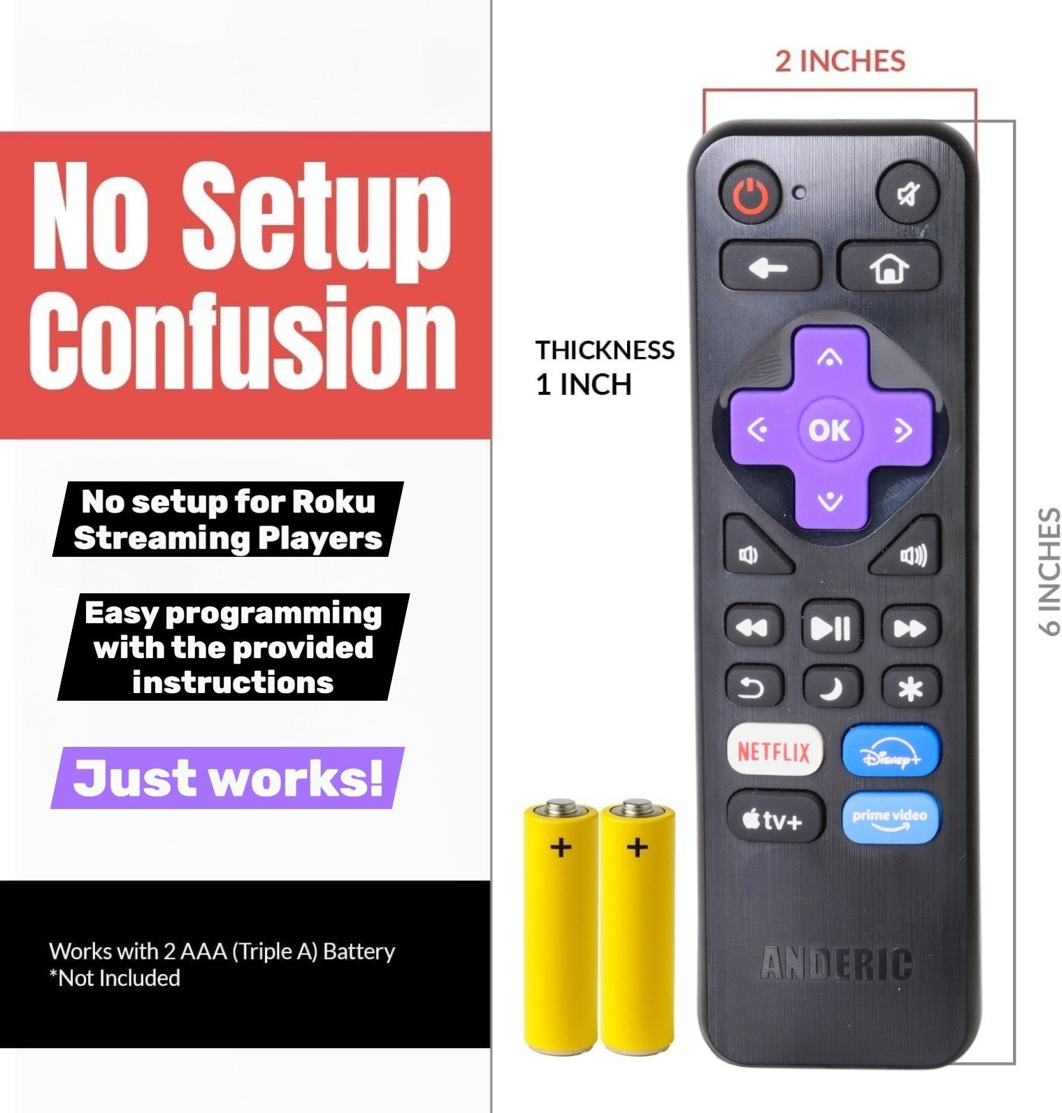 Anderic Substitute for Roku 3226000111 Streaming express Remote Control [RRST01]