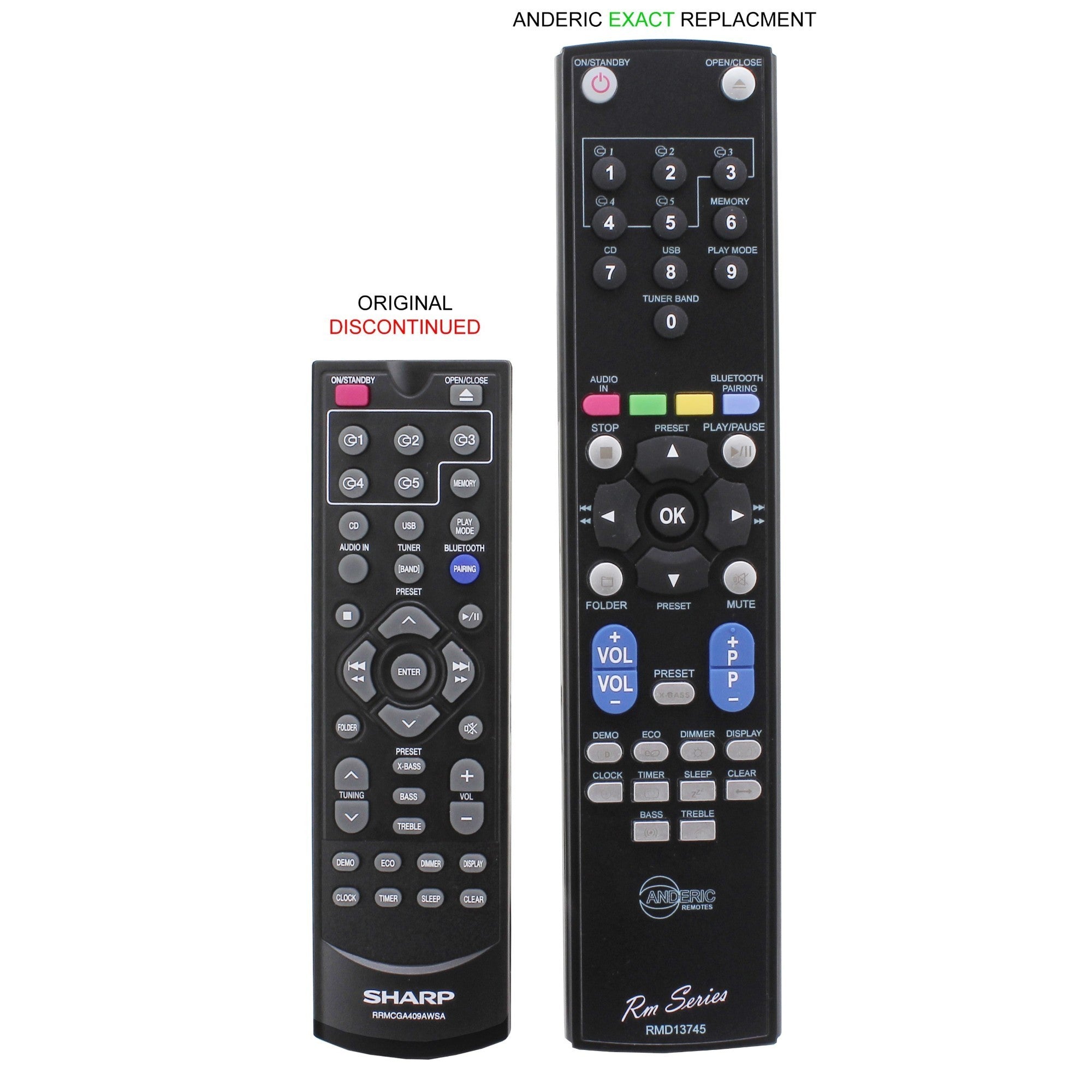 Télécommande pour système audio Sharp RRMCGA415AWSA Micro Component - RRMCGA415AWSA