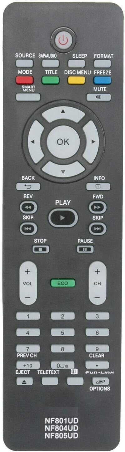 Control remoto genérico NF801UD/NF805UD/NF804UD para televisores Magnavox Funai