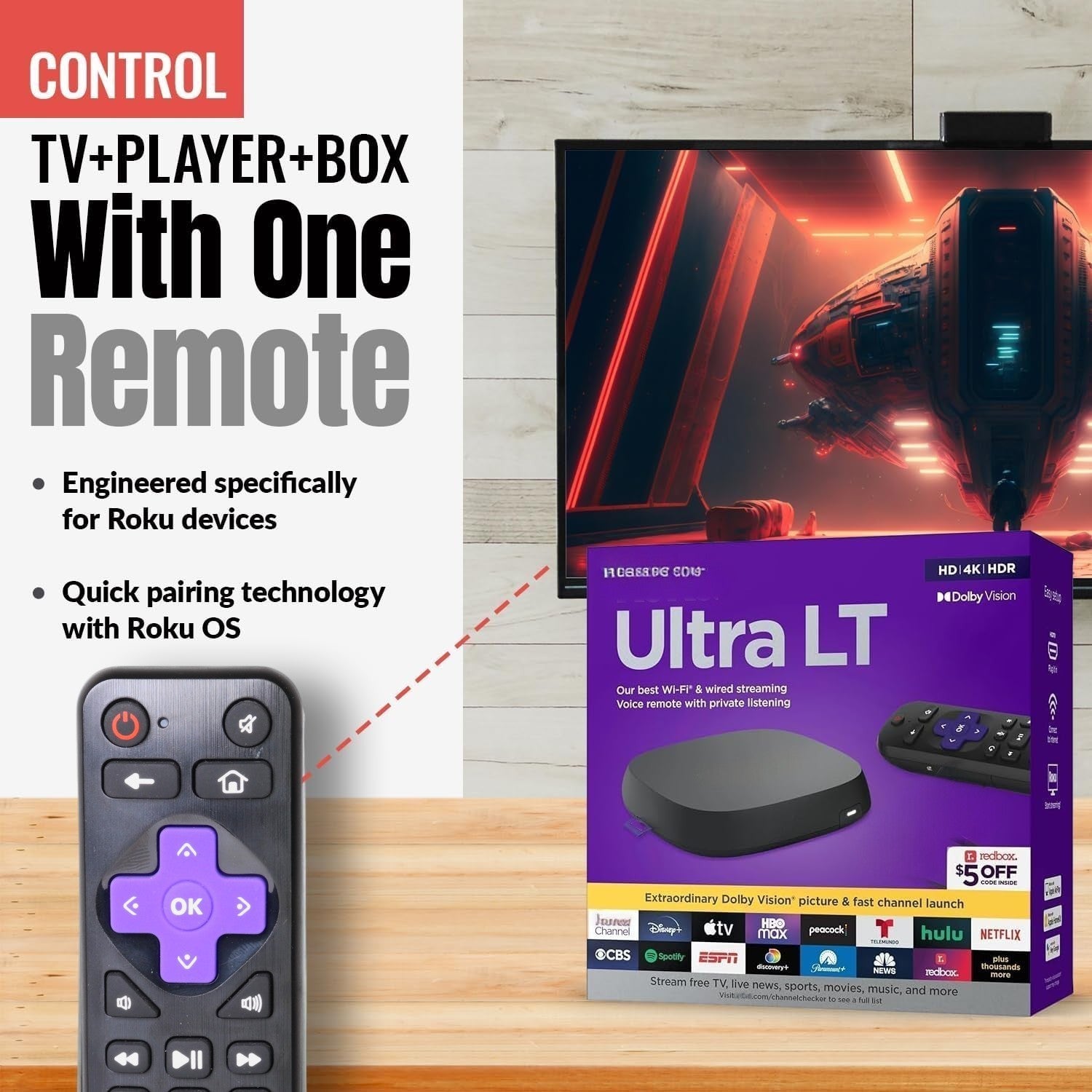 Sustituto del control remoto para streaming Roku RC-ALIR EXPRESS 3026000025 [RRST01]