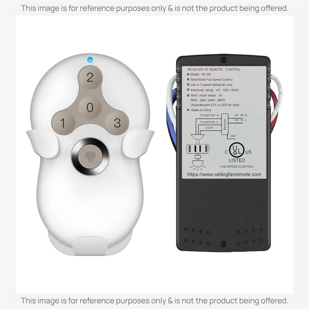 Anderic Substitute for Prichor RC-5T RC-5R Ceiling Fan Remote Control Kit for 3-Speed Ceiling Fans [63T-AC83T-KIT]
