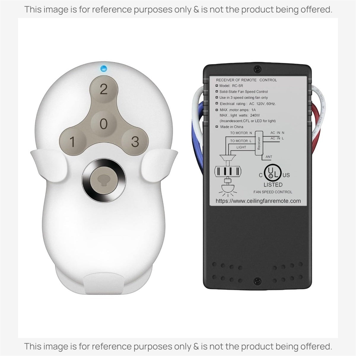 Sustituto para el kit de control remoto Prichor RC-5T RC-5R para ventiladores de techo de 3 velocidades [63T-AC83T-KIT]