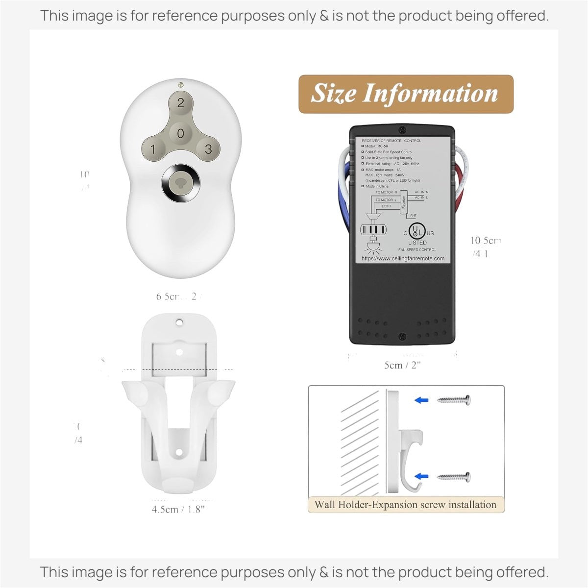 Anderic Substitute for Prichor RC-5T RC-5R Ceiling Fan Remote Control Kit for 3-Speed Ceiling Fans [63T-AC83T-KIT]