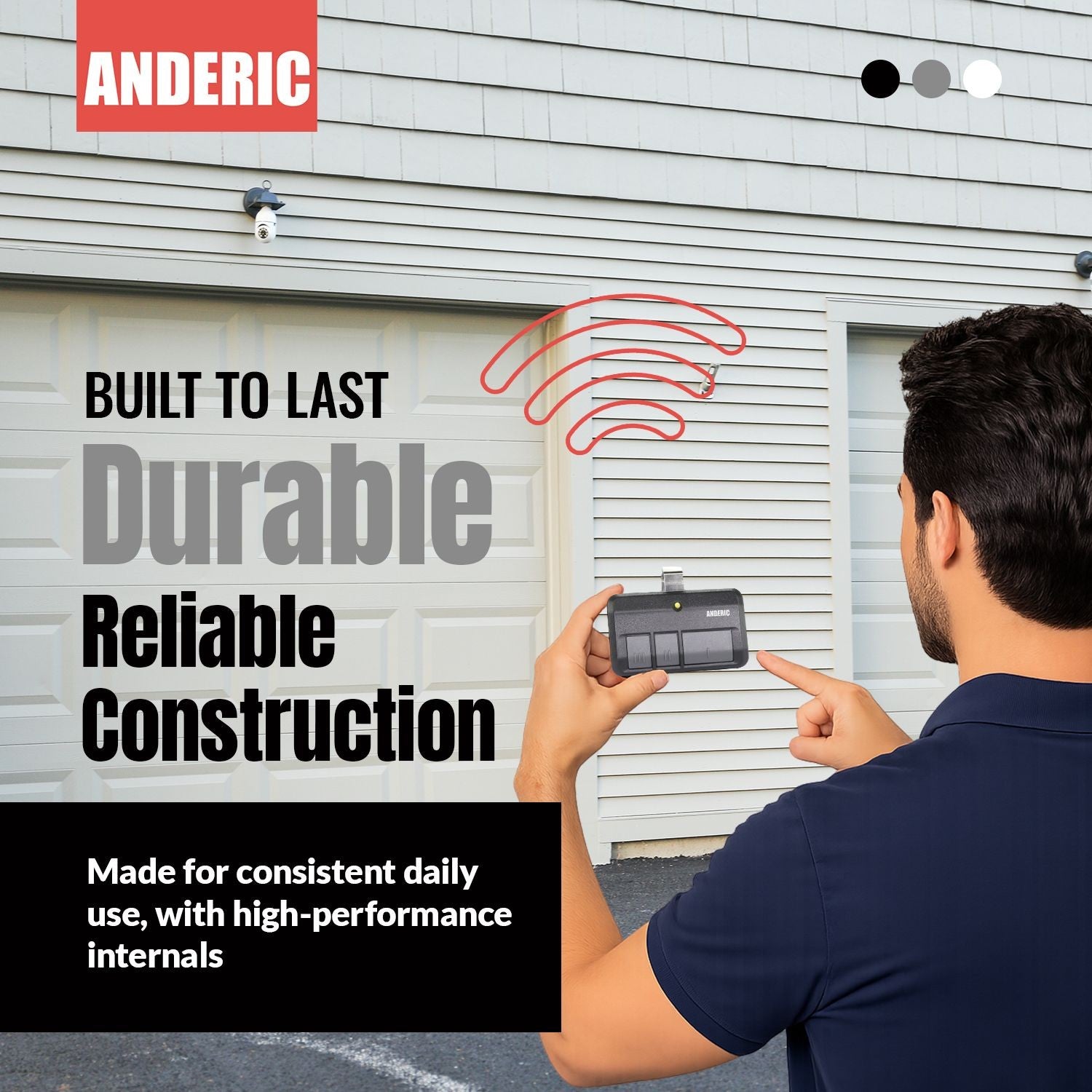 Anderic Substitute Kit for Linear 4140 Multi-Code 4-button 300 MHz Visor Garage Door Opener Remote Control [RR850LM]