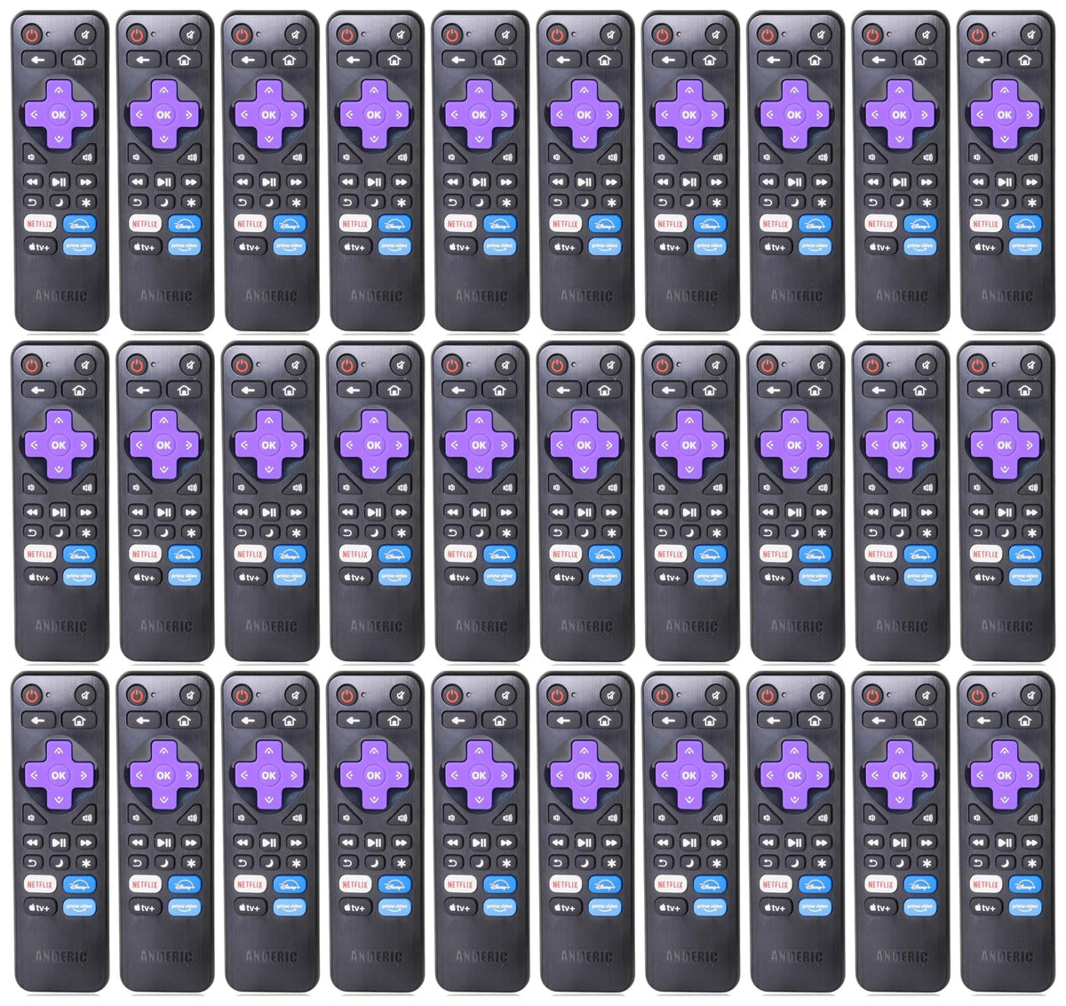 [30-PACK] Anderic RRLF26 Replacement Remote Control for most Roku TVs such as ONN, Hisense, Philips, TCL, Hiro (No Programming Needed)