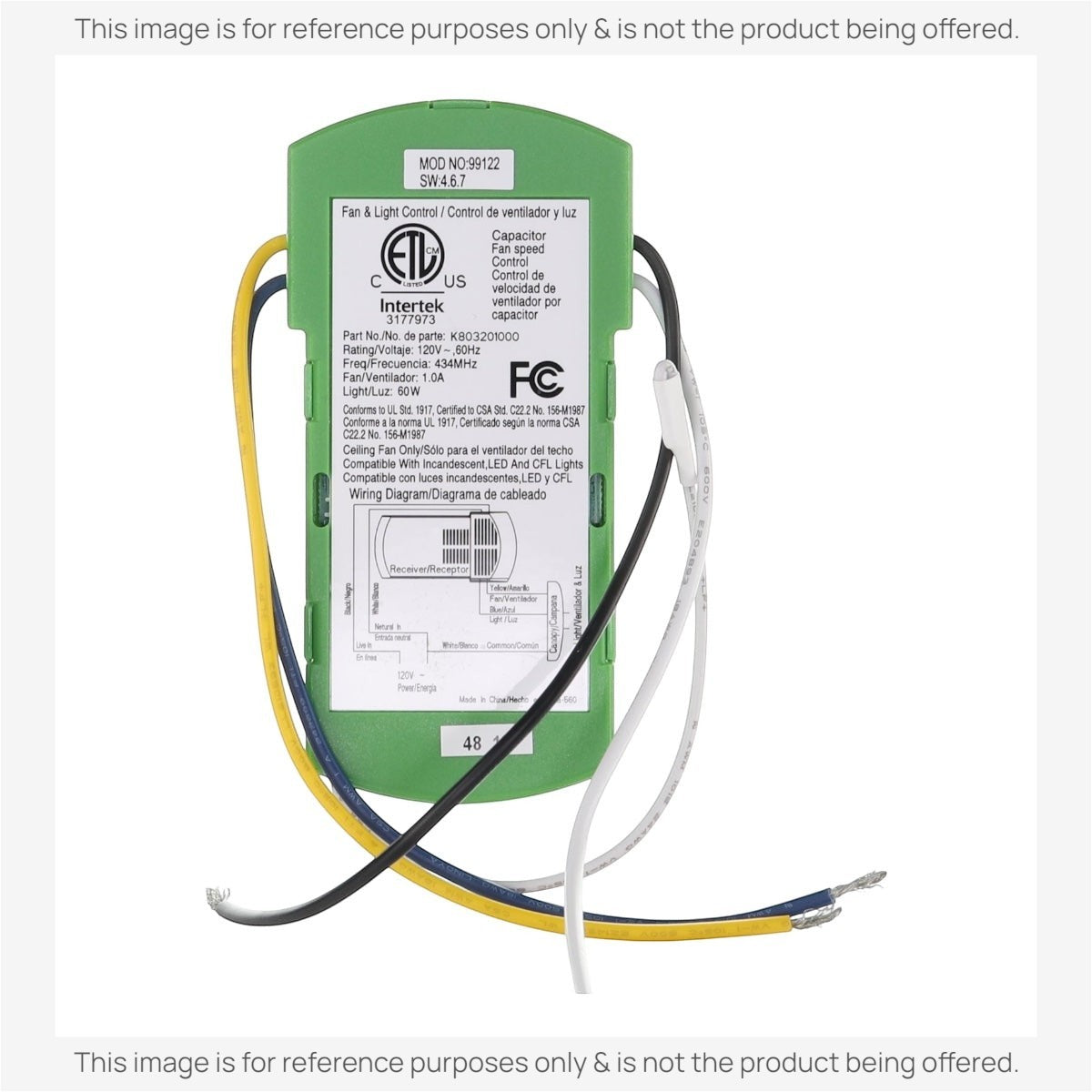 Anderic Substitute for Hunter 99122 Ceiling Fan Receiver - 99122-Receiver [63T-AC83T-KIT]