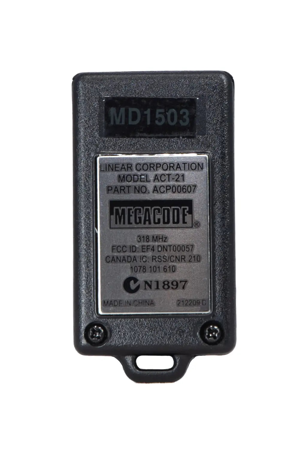 Télécommande porte-clés MegaCode ACT21 Megacode 1 bouton 318 MHz pour ouvre-porte de garage