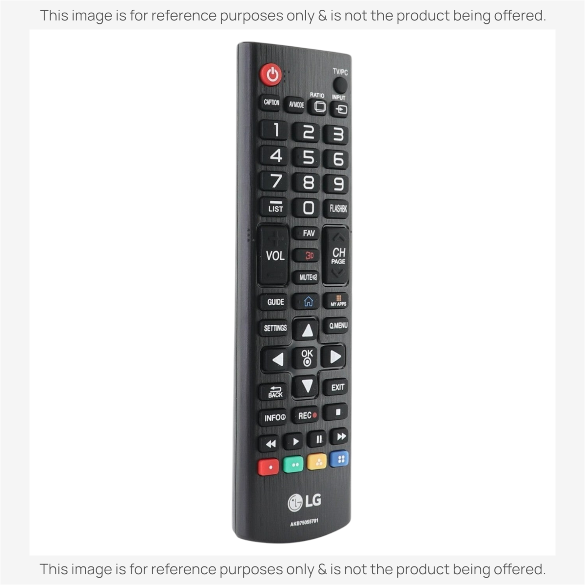 Anderic black infrared remote control for LG Smart TVs with dedicated streaming shortcut buttons.