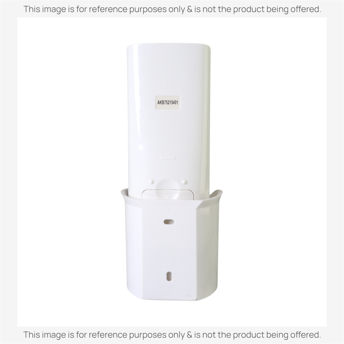 Anderic KTN828 white replacement remote control for LG mini split AC units, shown inside its included wall mount.