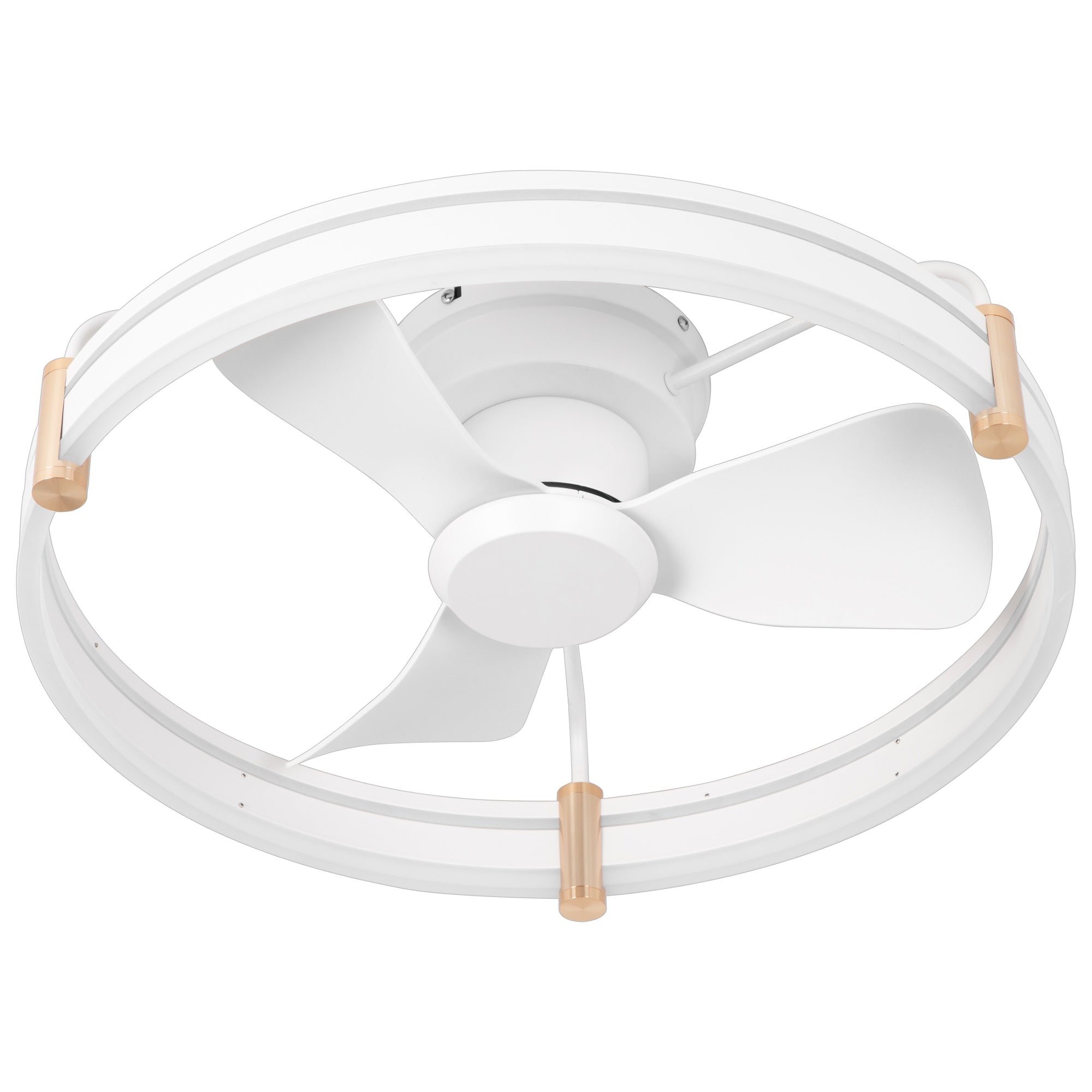HaloLuxe 24” Modern Low Profile Ceiling Fan Fandelier with LED Ring Light, Remote Control, 6 Speeds, Reversible DC Motor & 3CCT Lighting