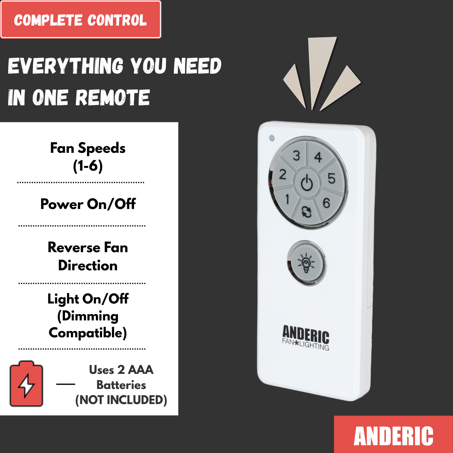 Télécommande de rechange Anderic DC1 pour ventilateur de plafond Hampton Bay, Monte Carlo et autres