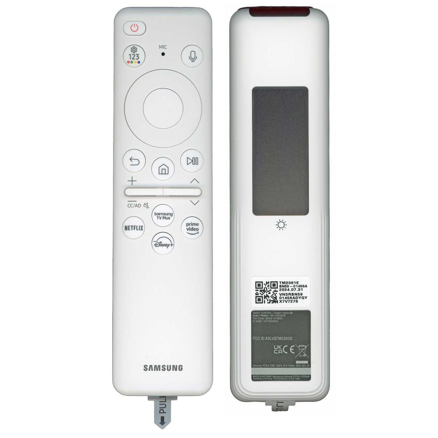 Samsung BN59-01456A / TM2361E 2024 White Eco Solar Cell TV Remote Control |The Frame | Samsung TV Plus | Netflix | Prime | Disney + | BN5901456A - White