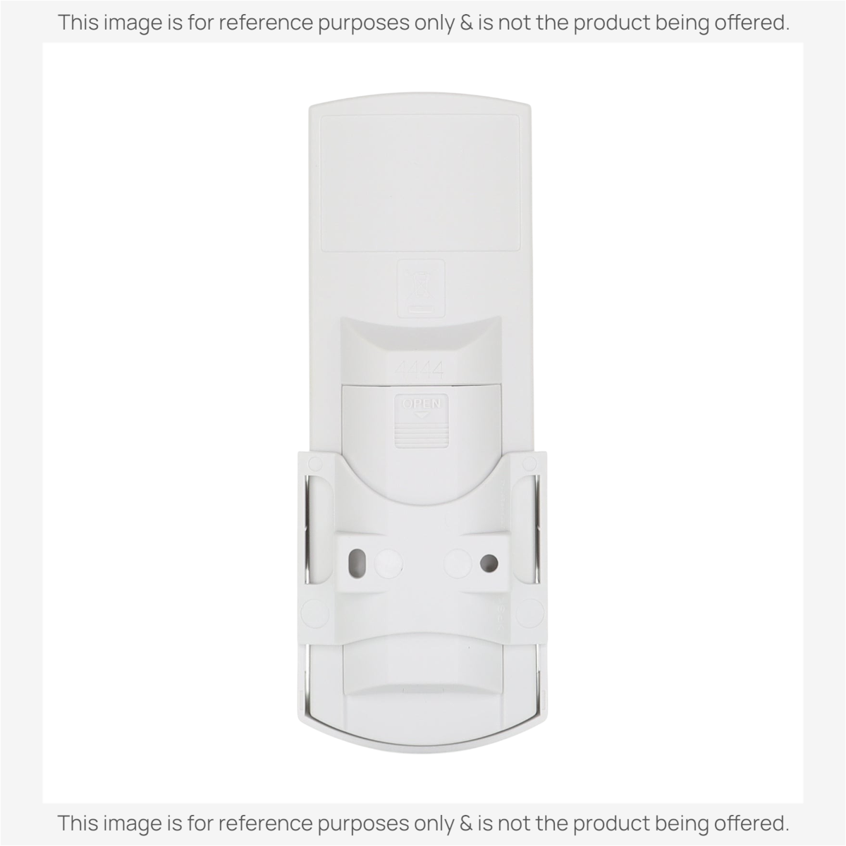 Anderic KTN828 white plastic remote control for mini-split air conditioners, shown from the back with wall mount.