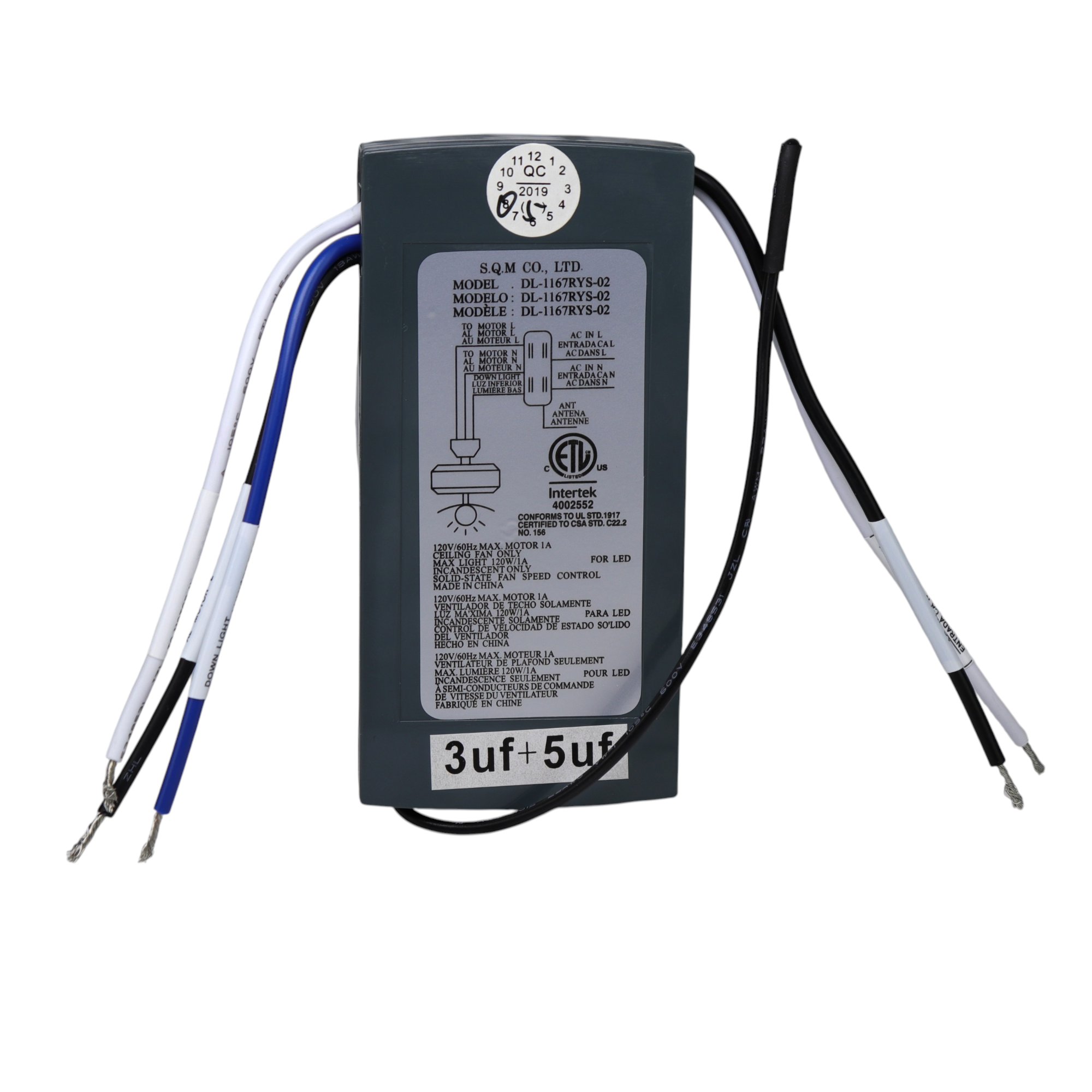 Récepteur de ventilateur de plafond Hampton Bay DL-1167RYS-02 Cobram 48 pouces - DL1167RYS02