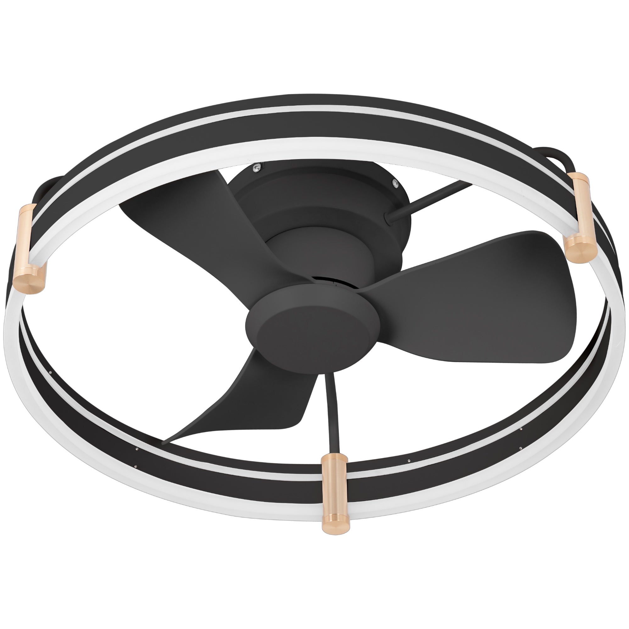 HaloLuxe 24” Modern Low Profile Ceiling Fan Fandelier with LED Ring Light, Remote Control, 6 Speeds, Reversible DC Motor & 3CCT Lighting