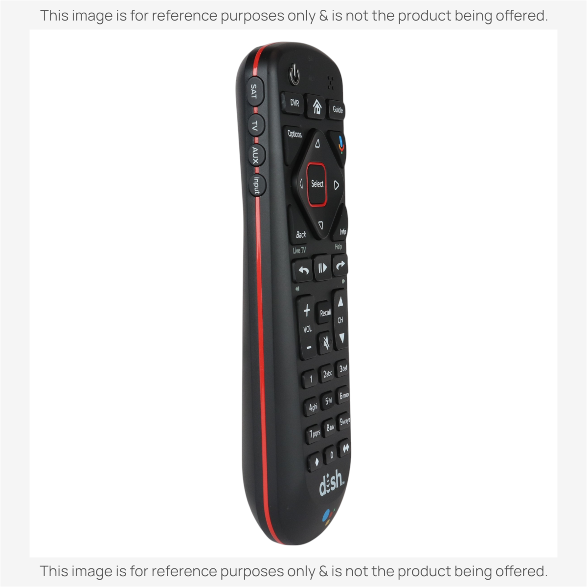 Anderic black UHF 2G remote control for Dish Hopper and Joey receivers with Google Assistant voice search button