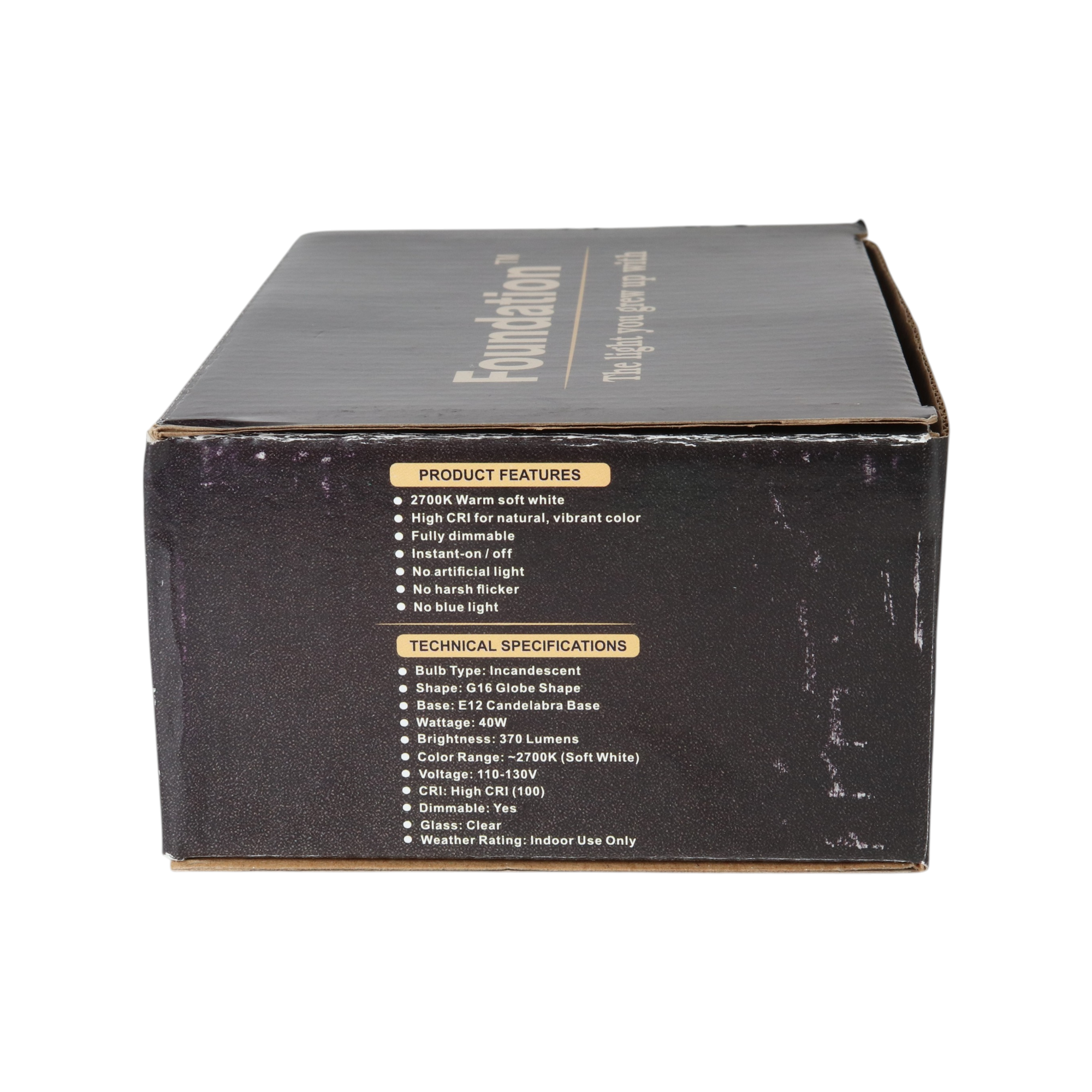 Ampoule à incandescence Foundation™ à spectre complet, intensité variable, 40 W - Blanc doux 2700K, culot candélabre E12, forme globe - Paquet de 6