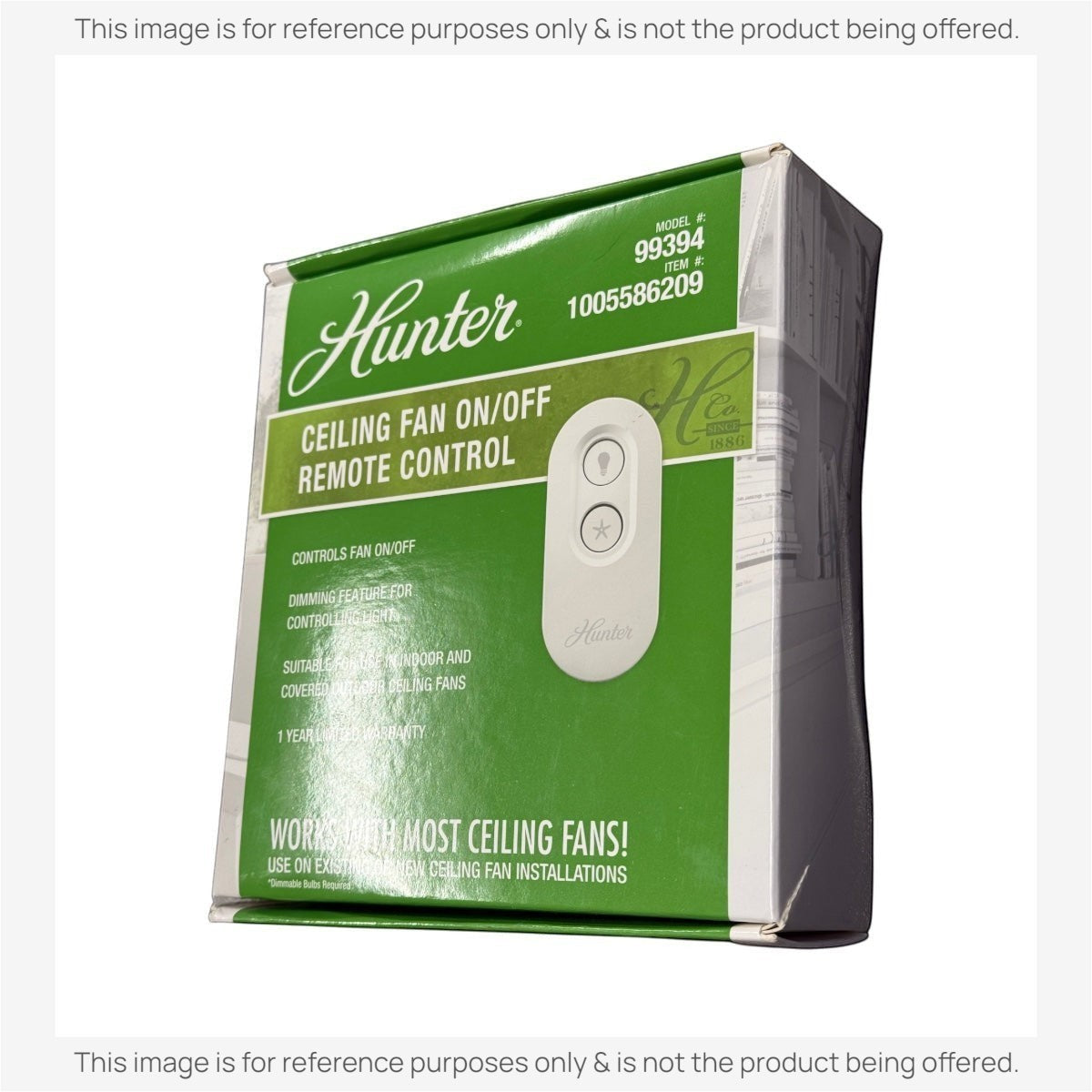 Anderic Substitute for Hunter Universal On/Off Damp Rated Ceiling Fan Remote Control White - 99394 K6018-02 [63T-AC83T-KIT]
