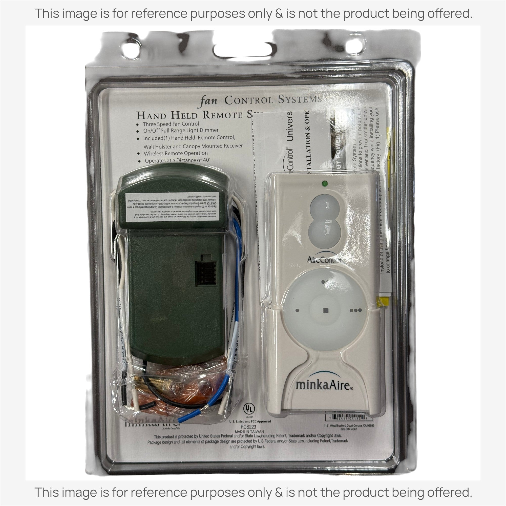 Anderic Substitute for Minka-Aire AireControl 3 Speed Universal 256 Bit Handheld Ceiling Fan Remote Control Kit RCS223 [63T-AC83T-KIT]
